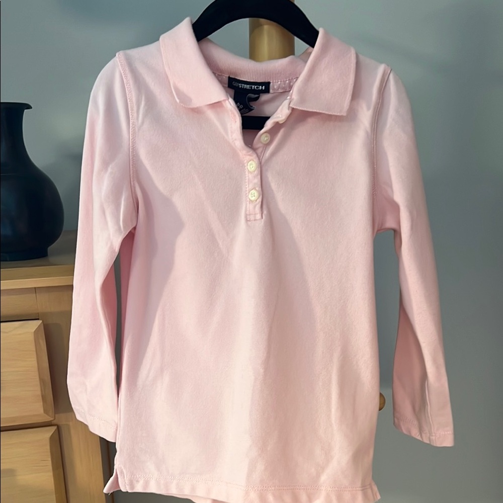 GAP Pink Long-Sleeve Polo Shirt Casual Everyday Wear Size XS